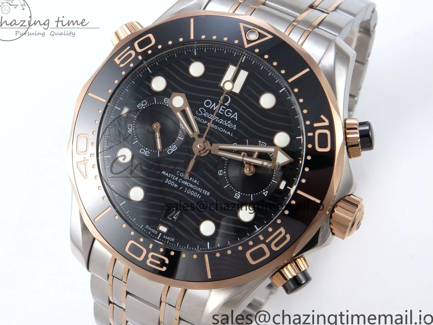 0111 Seamaster 300m Chrono SS YG OMF 1:1 Best Edition Blue Dial on SS YG Bracelet A Popular 7685